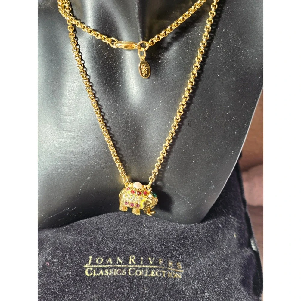 Joan Rivers Jewels of India Elephant Necklace‎ & Avon Earrings Set Vtg